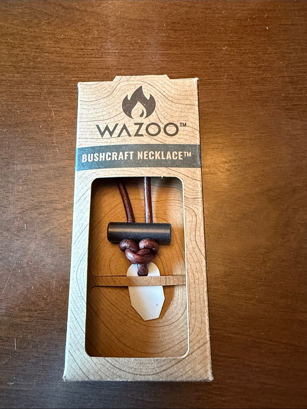 Wazoo Bushcraft Necklace in Brown with Cream Pendant